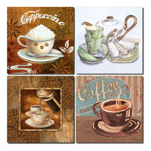 Quadrinhos Decorativos Para Cozinha Retrô Café Copa Cozinha