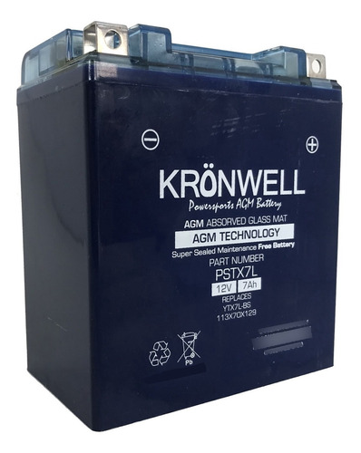 Bateria De Gel Kronwell 12v 7ah 7a Ytx7l-bs