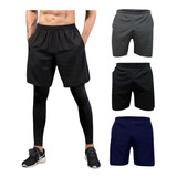 Conjunto Calça Compressão Leg + Bermuda Fit Treino Masculi