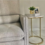 Mesa Lateral Kira Dourada Com Tampo Branco