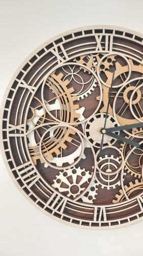 Reloj De Engranajes En Madera 3d Multicapas Luthiens Laser