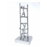 Adorno Escalera Rueda De La Vida Obra De Arte Pewter 37 X 14