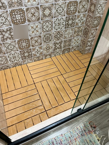 Kit 26 Decks Madeira Plástico Encaixe Modular Piscina Sacada