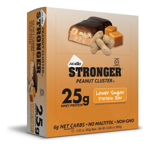 Nugo Stronger Barras De Proteínas Maní Y Caramelo 12pz Sfn