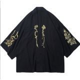 Kimono Hombres Vintage Abrigo Dragón Japonés Bordado