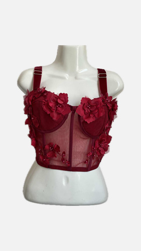 Bustier Con Rosas (guinda) - Georgina Chávez