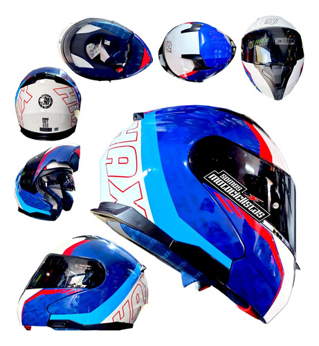 Casco Hax Amatista Wind Azul Abatible Certificado Ece R2206