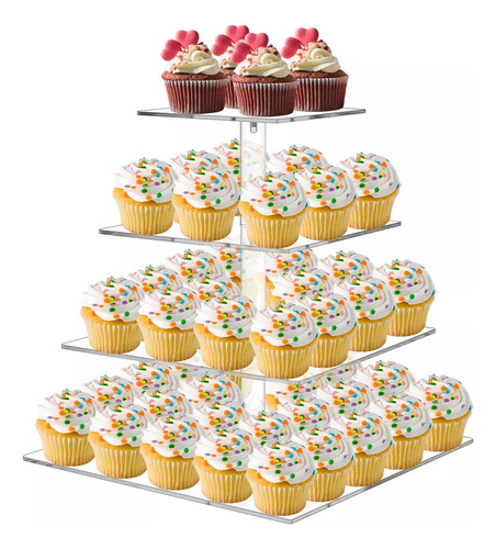 Soporte Para De 4 Niveles Cupcakes Postres Acrilico Led