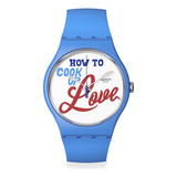 Reloj Swatch Recipe For Love Suoz353 Color De La Correa Celeste Color Del Bisel Celeste Color Del Fondo Blanco