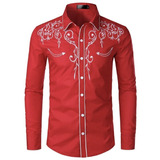 Camisa Negra Vaquera Para Hombre Fiesta Ranchero Vaquero