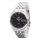 Reloj De Hombre Seiko 5, Acero Inoxidable, Esfera Negra