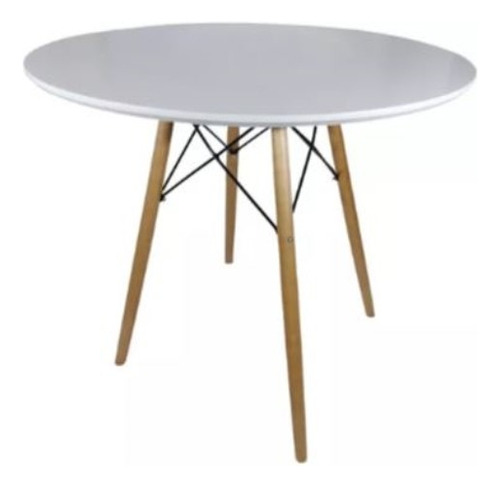 Mesa 90cm Eiffel Redonda Pés De Palito Eames Madeira 15 Mm