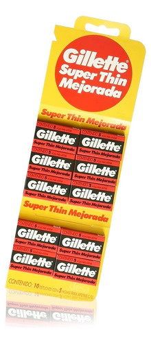Navajas Gillette Super Thin Doble Filo,  50 Navajas Rasurar 