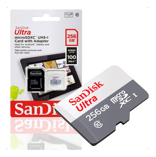 Cartão Memória Sandisk Ultra Sdsqunr Com Adaptador Sd 256gb
