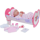 Reborn Bebe Real En Vinilo Cuna Mecedora 10 Piezas 35 Cm