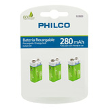 Pack 3 Batería Recargable 9v 280 Mah Ni-mh Philco