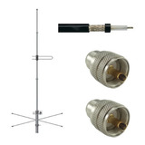 Antena Base Vhf 2x5/8 E 15m De Cabo Coaxial E Conectores Uhf