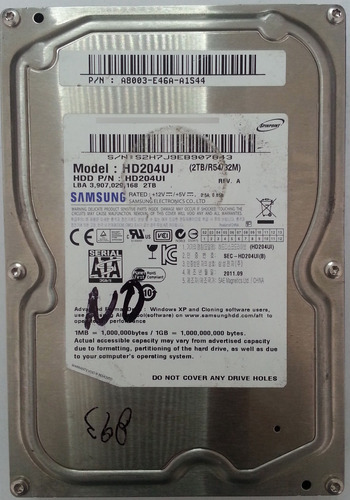 Disco Duro Samsung Hd204ui 2tb 3.5 Sata - 893 Recuperodatos