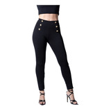 Malla Botones Dama Vestir Moda Casual Leggins Cintura Alta