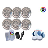 Kit 06 Led 12w Rgb Inox + Central Touch + Fonte 12v