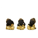 Trio Budas Da Sabedoria Decoração - Resina (8x8x6cm)