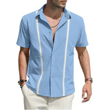 Camisa Cuban Camp Guayabera Para Hombre, Manga Corta, Caribb