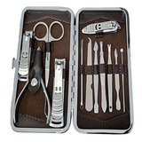 Kit Alicates Aço Manicure Pedicure Com 12 Pcs Estojo Viagem