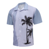 Camisas Hawaianas Estampadas De Manga Corta Para Hombre