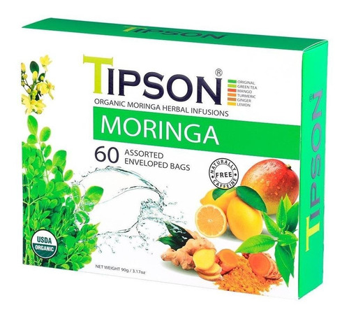 Te Verde Moringa Frutal Tipson Caja 60 Bolsas