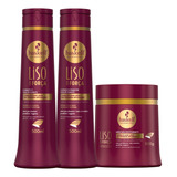 Kit Haskell Liso C/ Força Shampo Condicionador Mascara 500ml