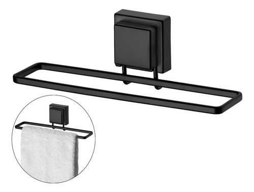 Suporte Porta Toalha Rosto Banheiro Lavabo Com Ventosa Preto