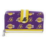 Cartera Loungefly Nba Los Angeles Lakers Logo Wallet Color Violeta Diseño De La Tela Snap