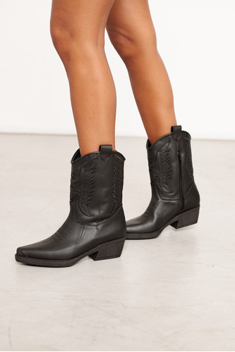 Botas Texana Bordada Cuero Mujer