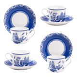 Taza Y Platillo Grace Teaware Bone China De Sauce Azul, 9 On