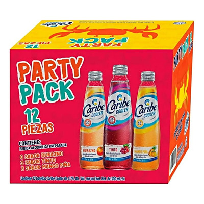 Caribe Cooler Party Pack 12 Pz 300ml C/u Durazno Tinto Mango