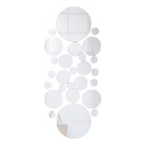 Set Acrilico Decorativo Plata Espejo Oval Con Adhesivo Pared