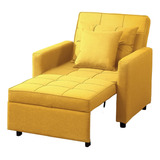 Sofa Cama Convertible 3 En 1 Linette Color Amarillo Afuson