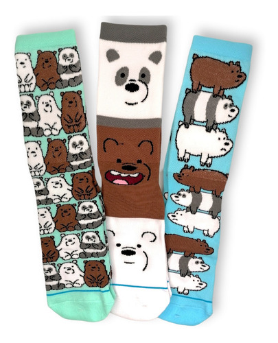 Calcetas Osos Escandalosos We Bare Bears Panda, Polar, Pardo