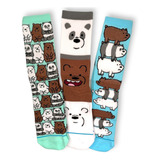 Calcetas Osos Escandalosos We Bare Bears Panda, Polar, Pardo