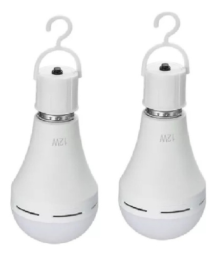 2 Pcs Luz Led Emergência Bulbo Recarregável Smart 12w 