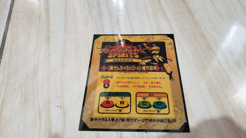 Encarte De Plástico Do Samurai Spirits Do Neo Geo Arcade