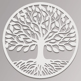 Quadro Mandala Árvore Da Vida Mdf Branco 