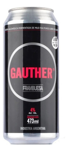 Cerveza Gauther De Mijo Frambuesa Sin Tacc Lata 473ml X1u