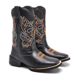 Bota Texana Masculina Couro Bordada Estilo Conforto