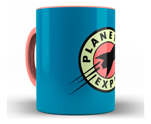 Caneca Futurama Cerâmica Alça Preta Xícara + Caixa