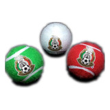 3 Pelotas Para Perro Medianas Selección Mexicana Con Sonido Color Verde, Blanco Y Rojo