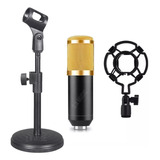 Microfone Bm800 Condensador + Suporte Pedestal Mesa + Aranha