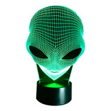 Lámpara Ilusión 3d Diseño Cara De Alien Base Negra