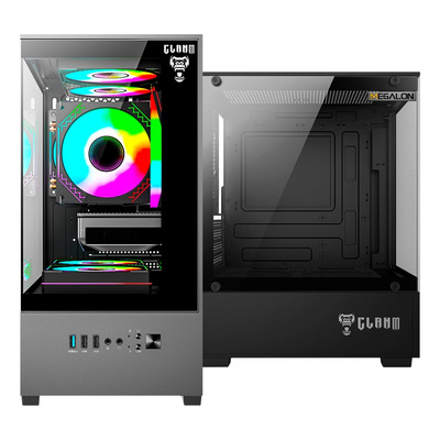 Gabinete Vidro Frontal E Lateral Mini Tower 290x190x375mm Cor Preto