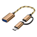 Kit 2 Cabo Adaptador 3 Em 1 Usb 3.0, Otg E Tipo C Micro Usb 